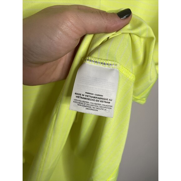 Nike Golf Tour Performance Dri Fit Polo Shirt Neon Yellow Striped Mens Small - Picture 5 of 6